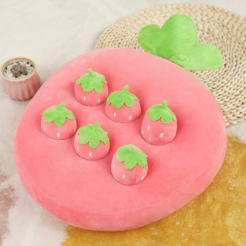 Brighty Hide & Seek dog puzzle toy – strawberry design with 6 hiding spots