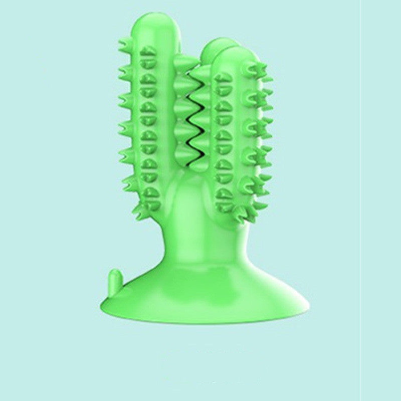 Brighty ChewCactus green durable dog chew toy with dental nubs and suction base