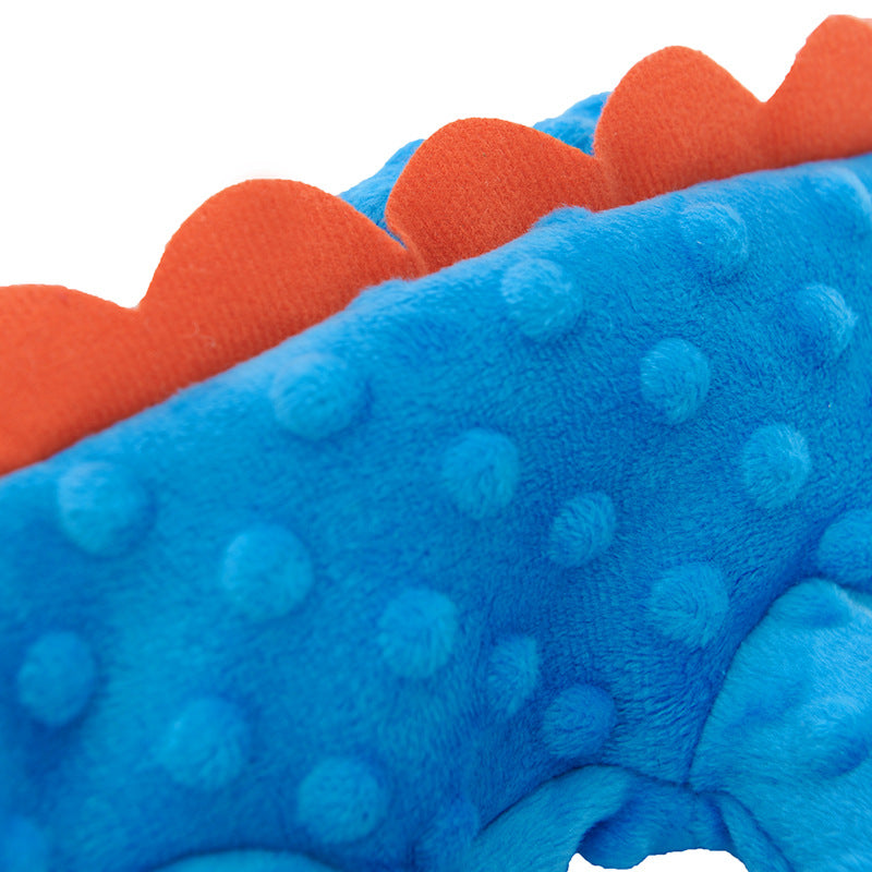 Brighty Gator plush dog toy – orange spine detail on blue crocodile back