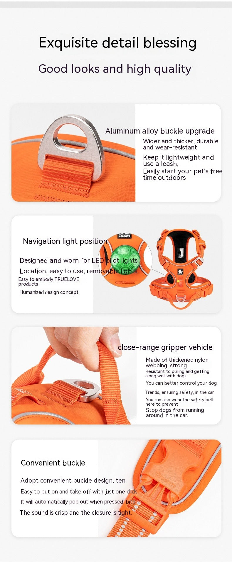 TrueLove Dog Harness Technical Features - 4-Point Adjustment System and Premium Materials