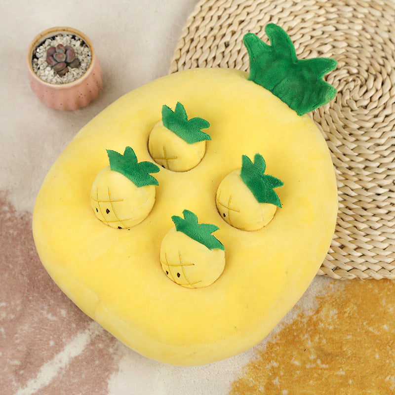 Brighty Hide & Seek interactive dog puzzle toy – pineapple design with 4 hiding spots