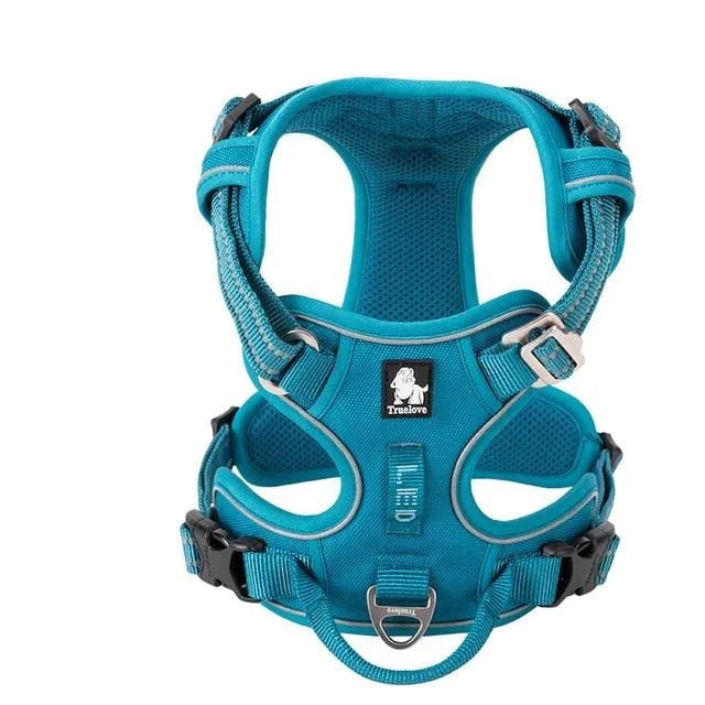 TrueLove Urban Air reflective breathable dog harness – Lake Blue, back view