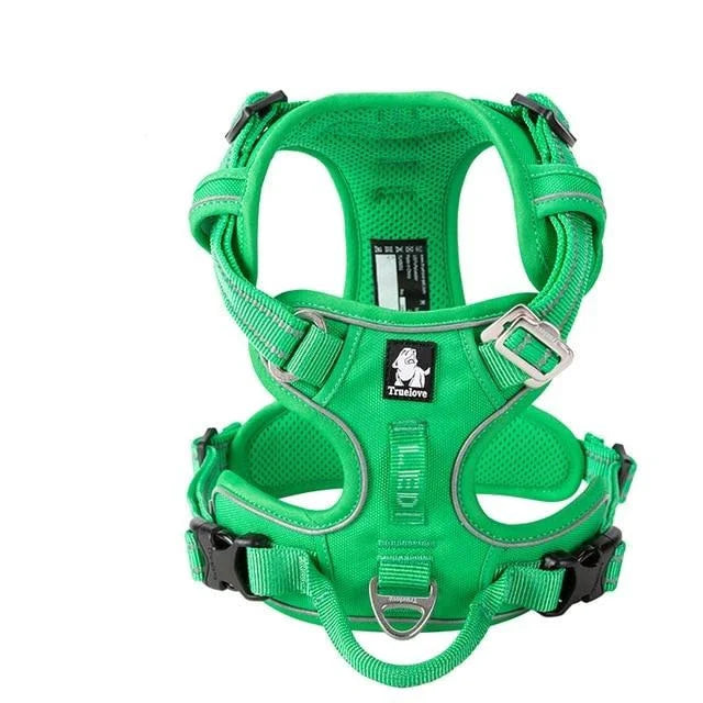TrueLove Urban Air reflective breathable dog harness – Forest Green, back view
