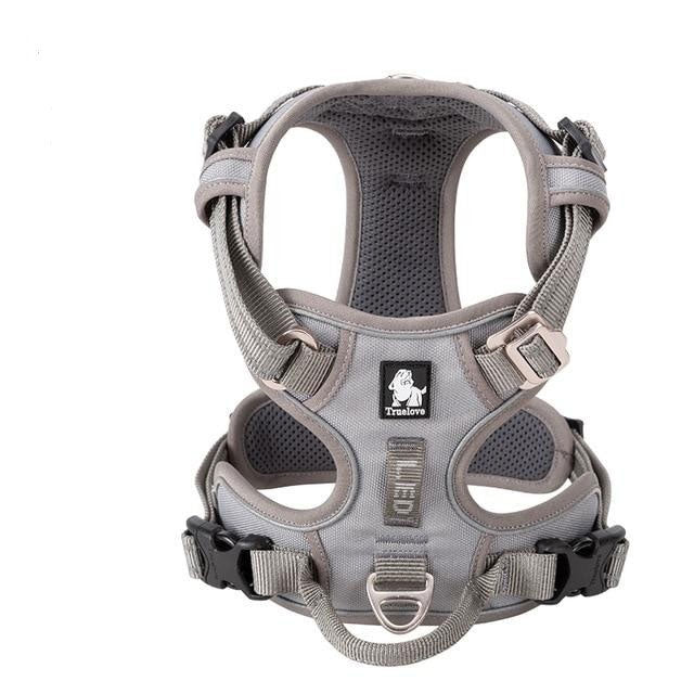 TrueLove Urban Air reflective breathable dog harness – Grey, back view