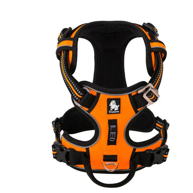 TrueLove Urban Air reflective breathable dog harness – Orange, back view