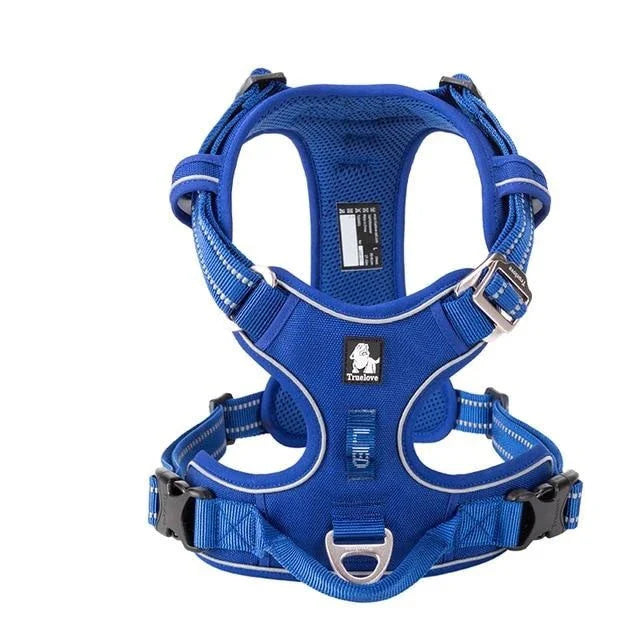 TrueLove Urban Air reflective breathable dog harness – Royal Blue, back view