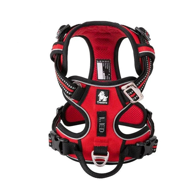 TrueLove Urban Air reflective breathable dog harness – Red, back view