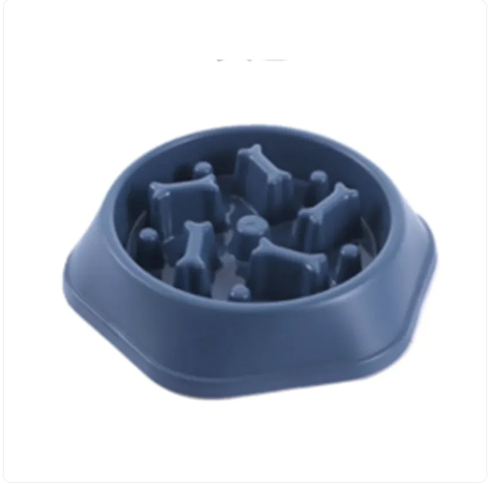 Brighty MazeBowl in blue - 19cm diameter x 5cm height slow feeder dog bowl