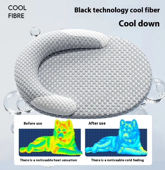 Brighty Fresh Mat cooling dog bed with black technology cool fiber and thermal imaging comparison