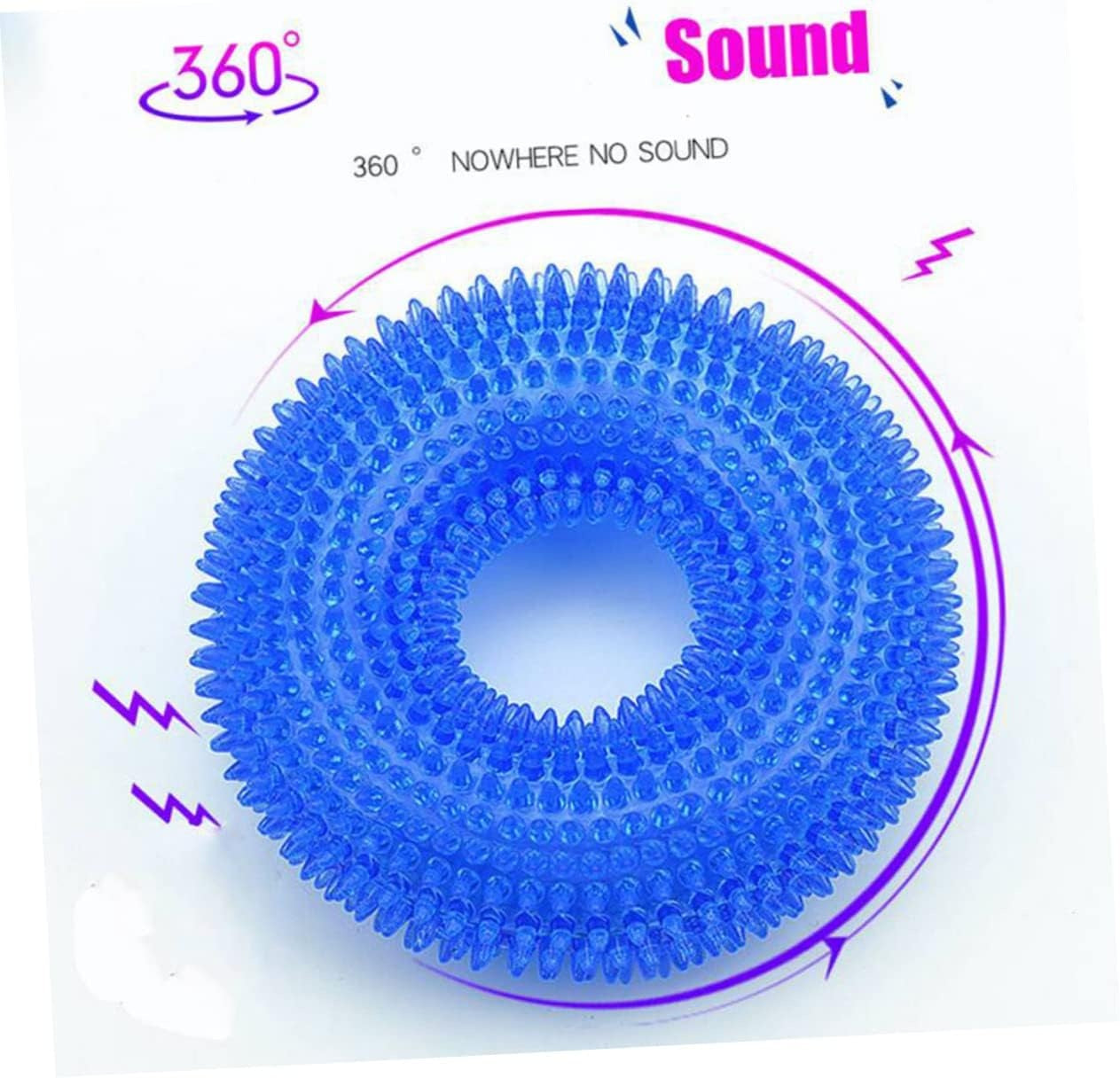 Brighty DentalRing - 360 degree squeaky sound dog dental chew ring toy in blue TPR